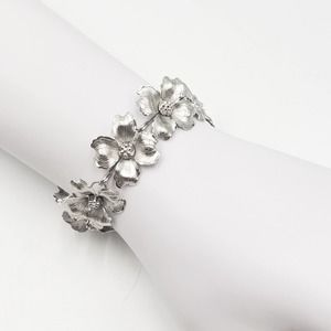 Vtg Wells sterling silver flower bracelet